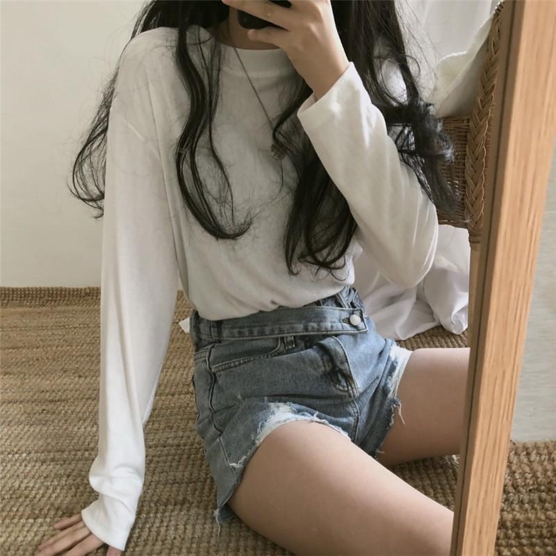Áo thun nữ tay dài trơn basic màu chuẩn