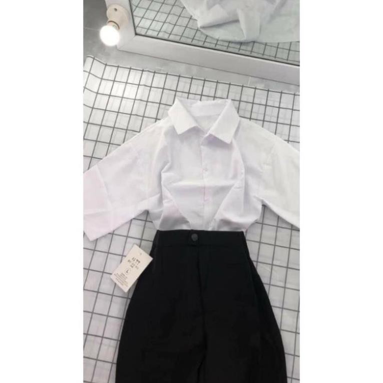 Áo Sơ Mi Trắng Đi Học Unisex( ảnh thật)