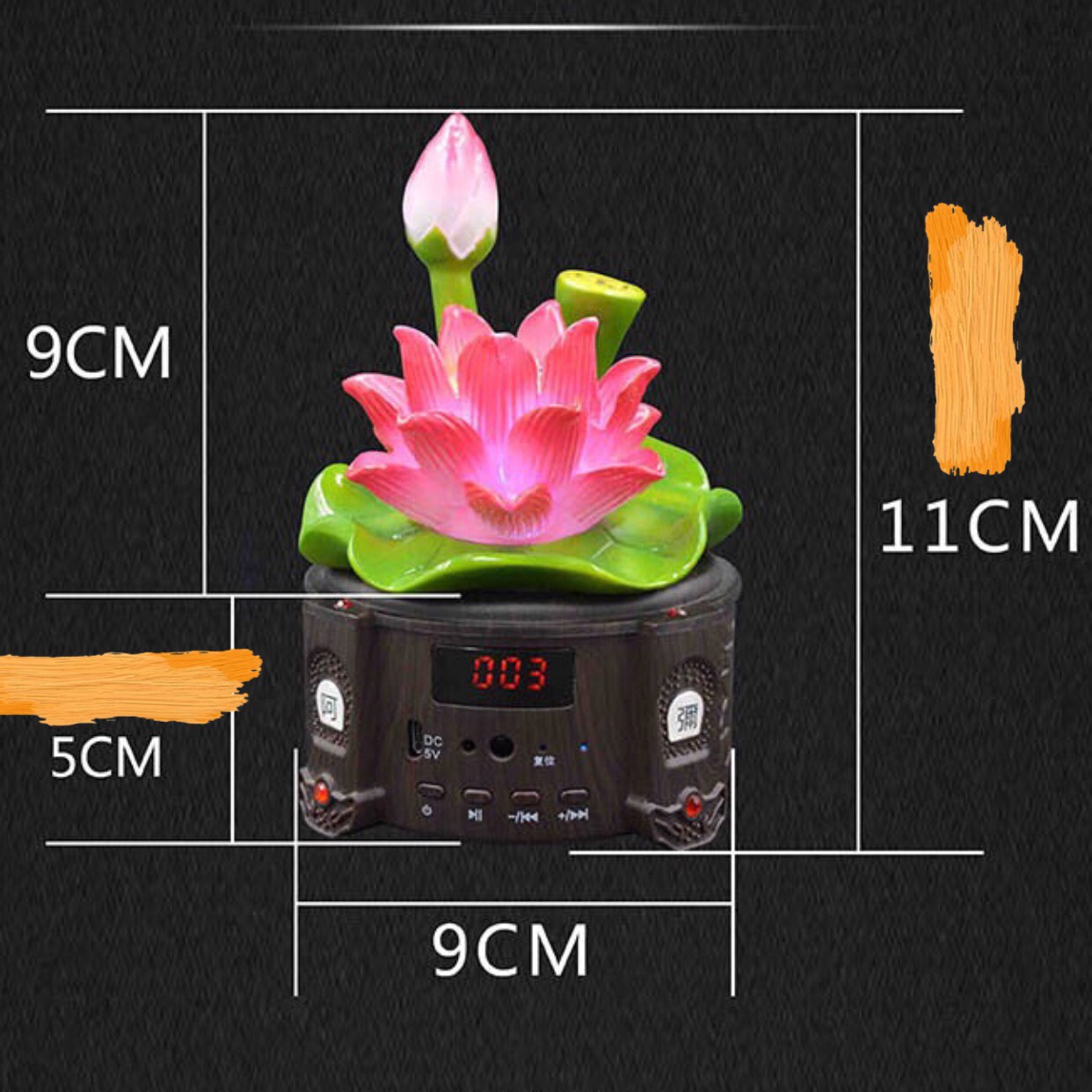 Máy nghe kinh hình hoa sen phong thủy có đèn