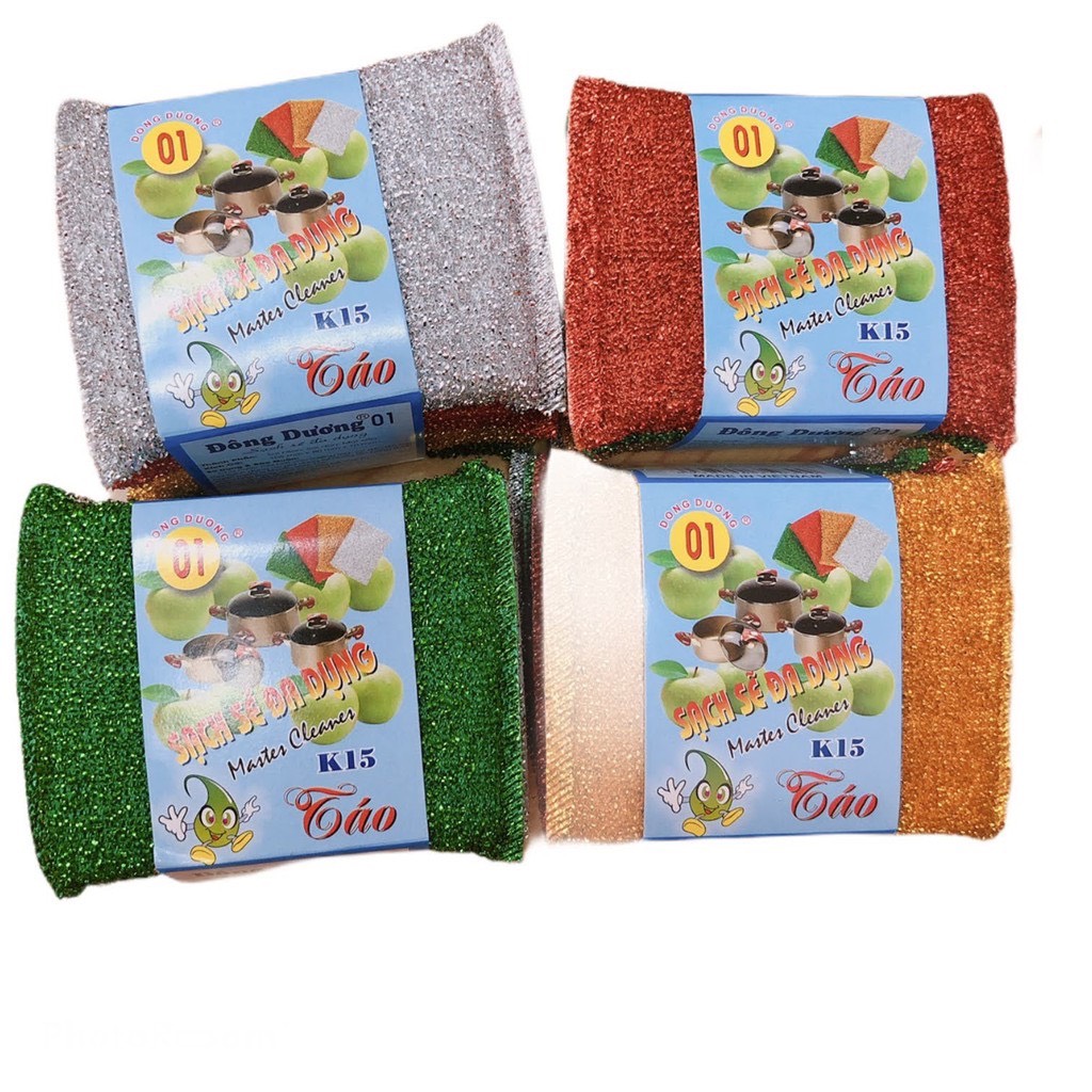 Combo 4 miếng cọ cước rửa chén mẫu kim tuyến - cước chùi xoong, miếng cước, miếng rửa chén, miếng cước chùi chén, miếng bọt biển rửa chén, miếng mút bọt biển rửa chén, miếng rửa chén nhà bép