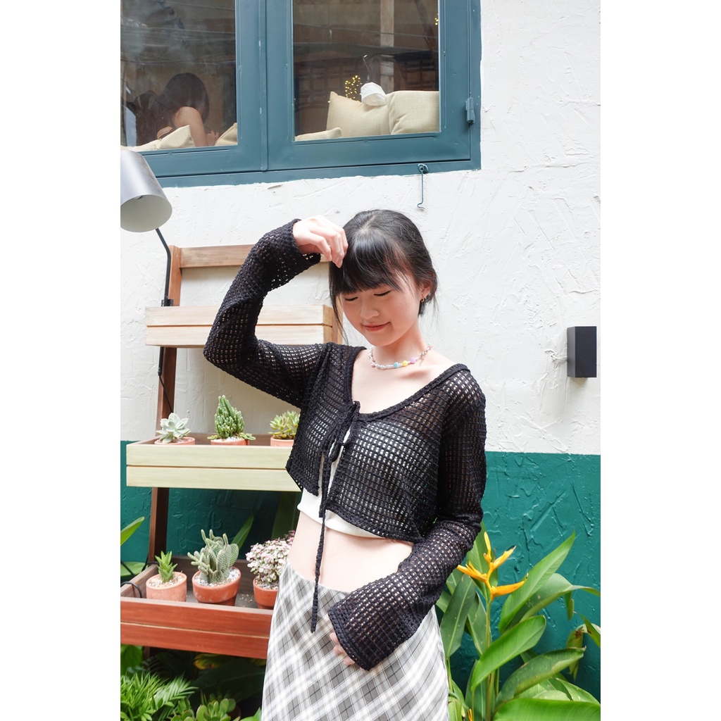 [Ảnh thật] Áo khoác lưới croptop co giãn dễ phối đồ size S/M