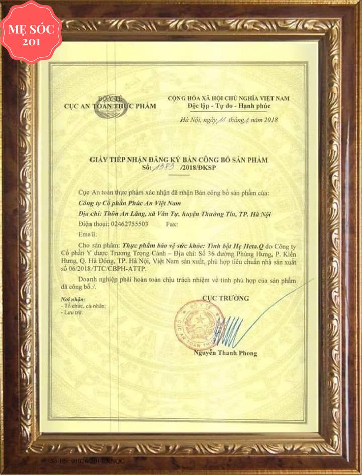 Tinh bột hẹ Heta Q 30gr Phúc An Mẹ Sóc 201