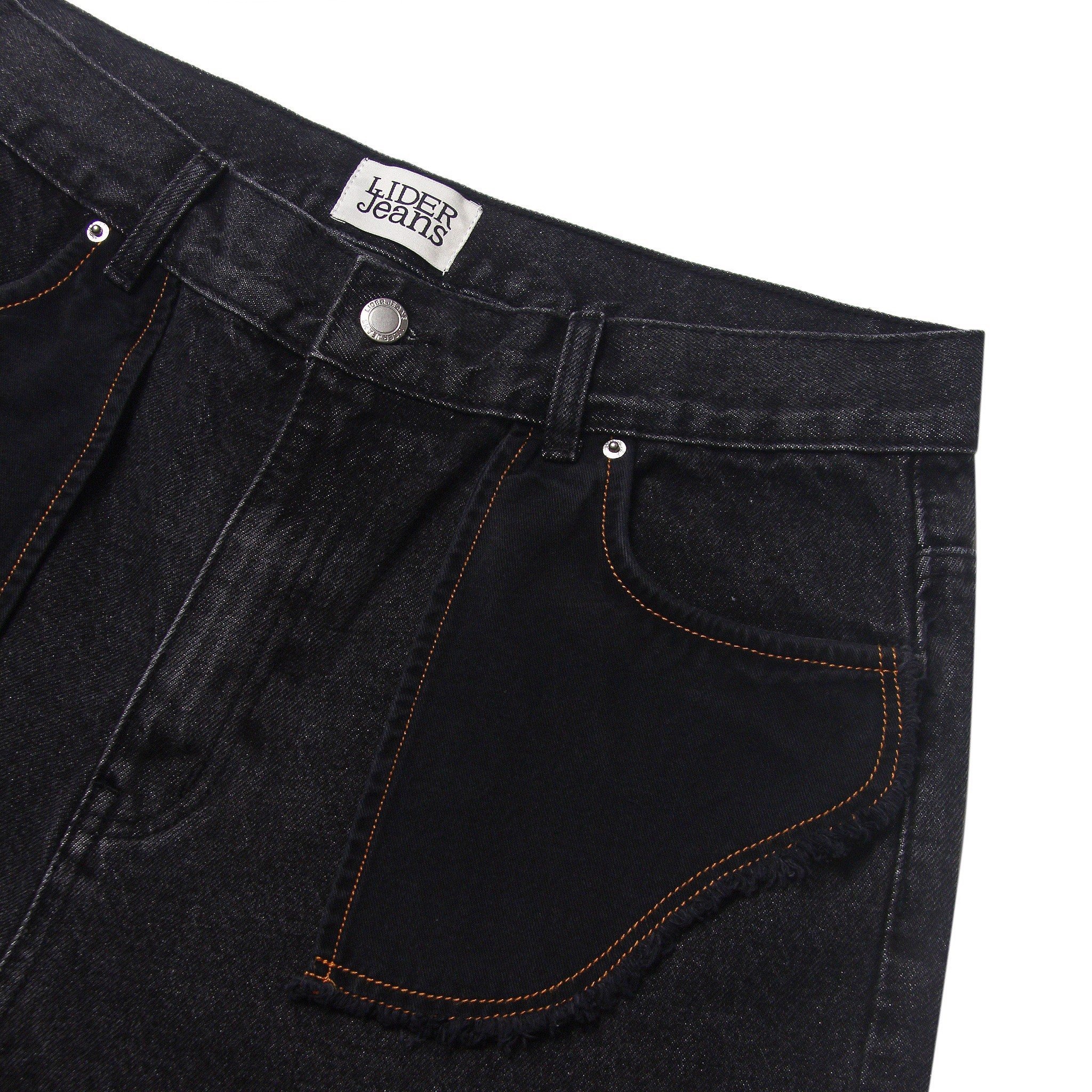 CARPENTER DENIM SHORTS - Washed Black