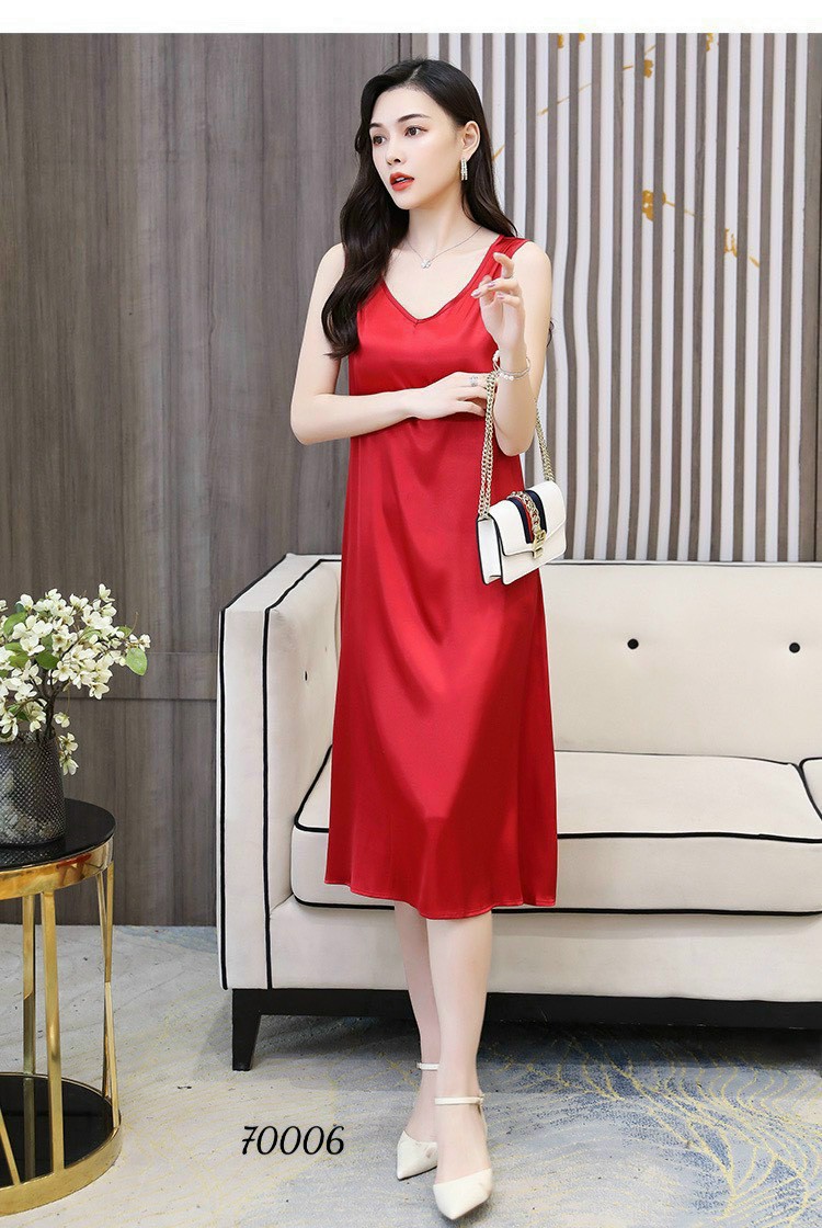 ĐẦM VÁY NGỦ HAI DÂY LỤA SATIN NHIỀU MÀU