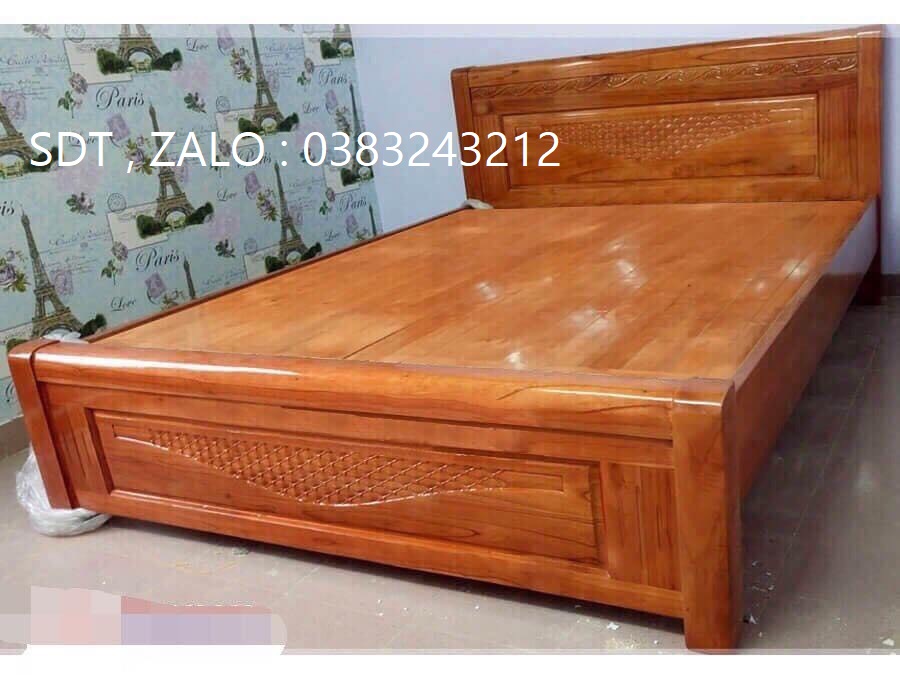 Giường gỗ xoan đào 1m8 rác phản