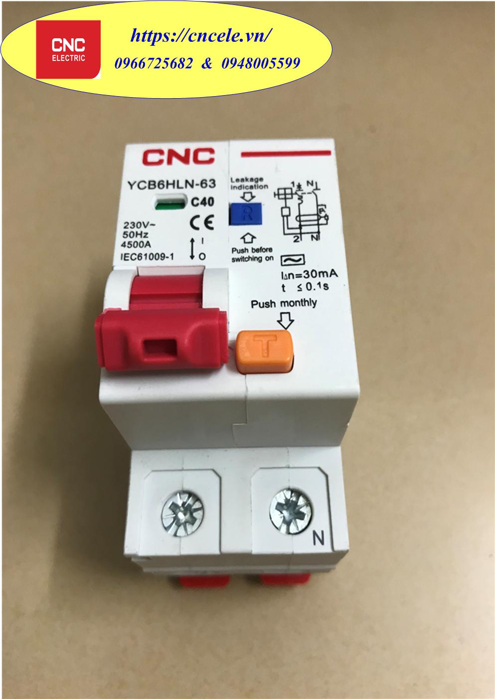 APTOMAT MCB CNC CHỐNG RÒ CHỐNG GIẬT RCBO 1P+N 40A, 50A, 63A; Icu = 4.5KA; Mã YCB6HLN-63.