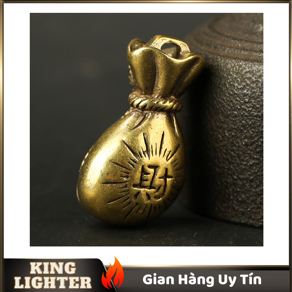 [HCM]Tượng Đồng Phong Thủy Hình Túi Tài Lộc Trang Trí Đem Lại May Mắn Móc Khóa Mặt Dây Chuyền (Kích Thước: 3.2cm x 1.7cm )