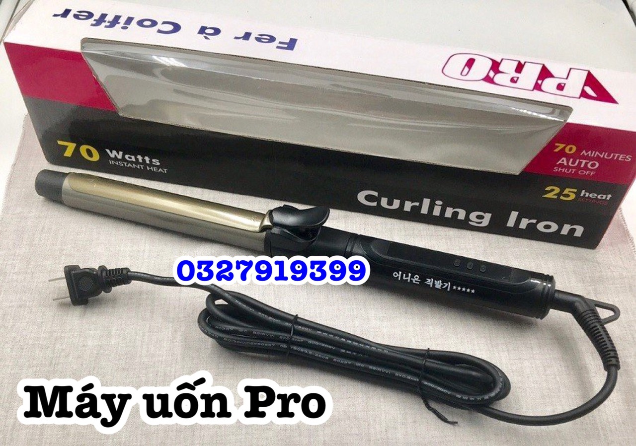 HQ PRO Máy uốn tóc xoay trục đủ size 9-32mm xoăn xù mì chỉnh nhiệt 170-230°C chất liệu gốm ion âm bảo hành 3 tháng