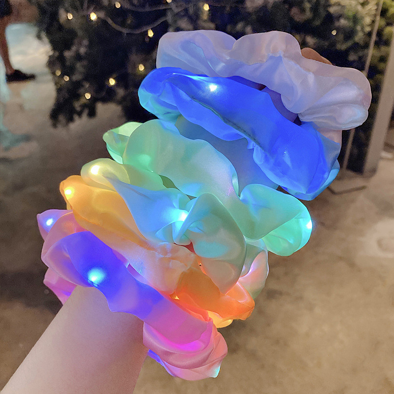 ( ĐƯỢC CHỌN MÀU ) Dây buộc tóc Scrunchies Hàn Quốc đèn led phát sáng