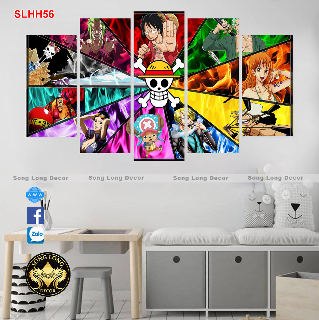 Tranh Dán Tường nhân vật hoạt hình ONE PIECE Băng nhóm Luffy- SLHH56- Tranh trang trí nhà