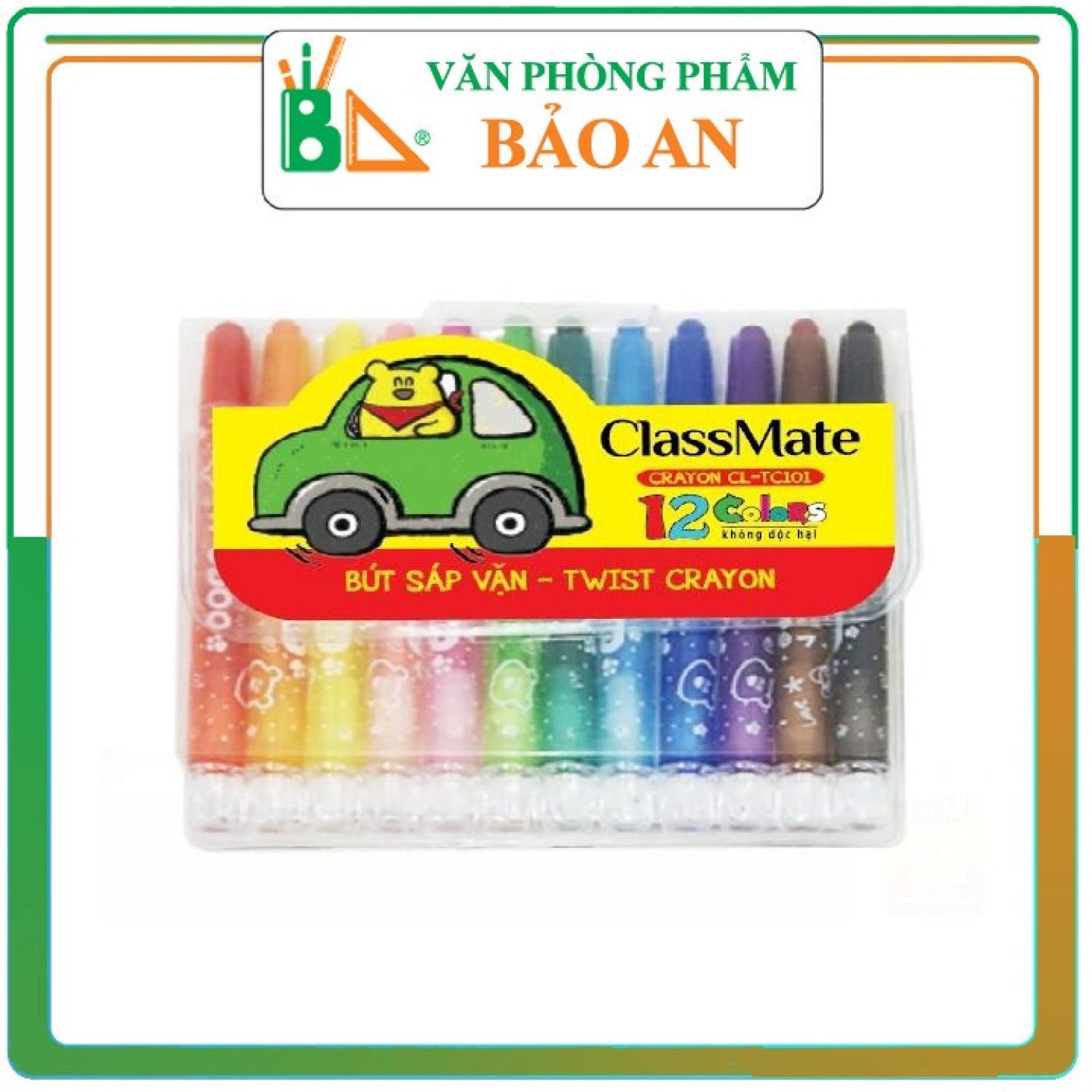Sáp vặn classmate 12 màu ngắn cl-tc101 - văn phòng phẩm bảo an