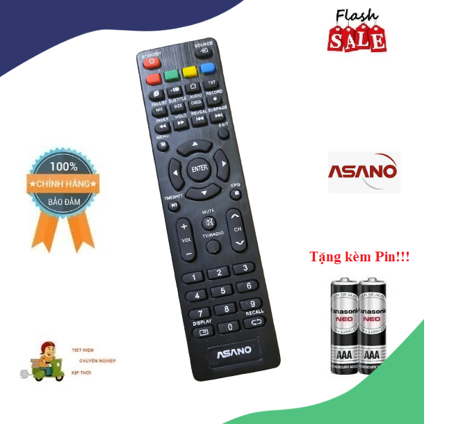 Remote Điều khiển TV Asano ngắn - Hàng mới chính hãng 100% tặng kèm Pin