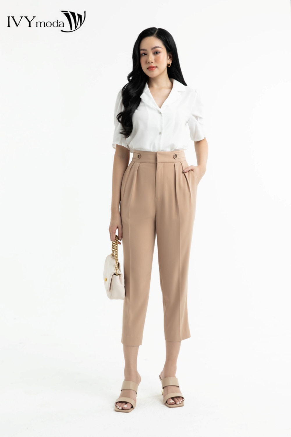 Quần baggy lửng cạp cao IVY moda MS 22M7578