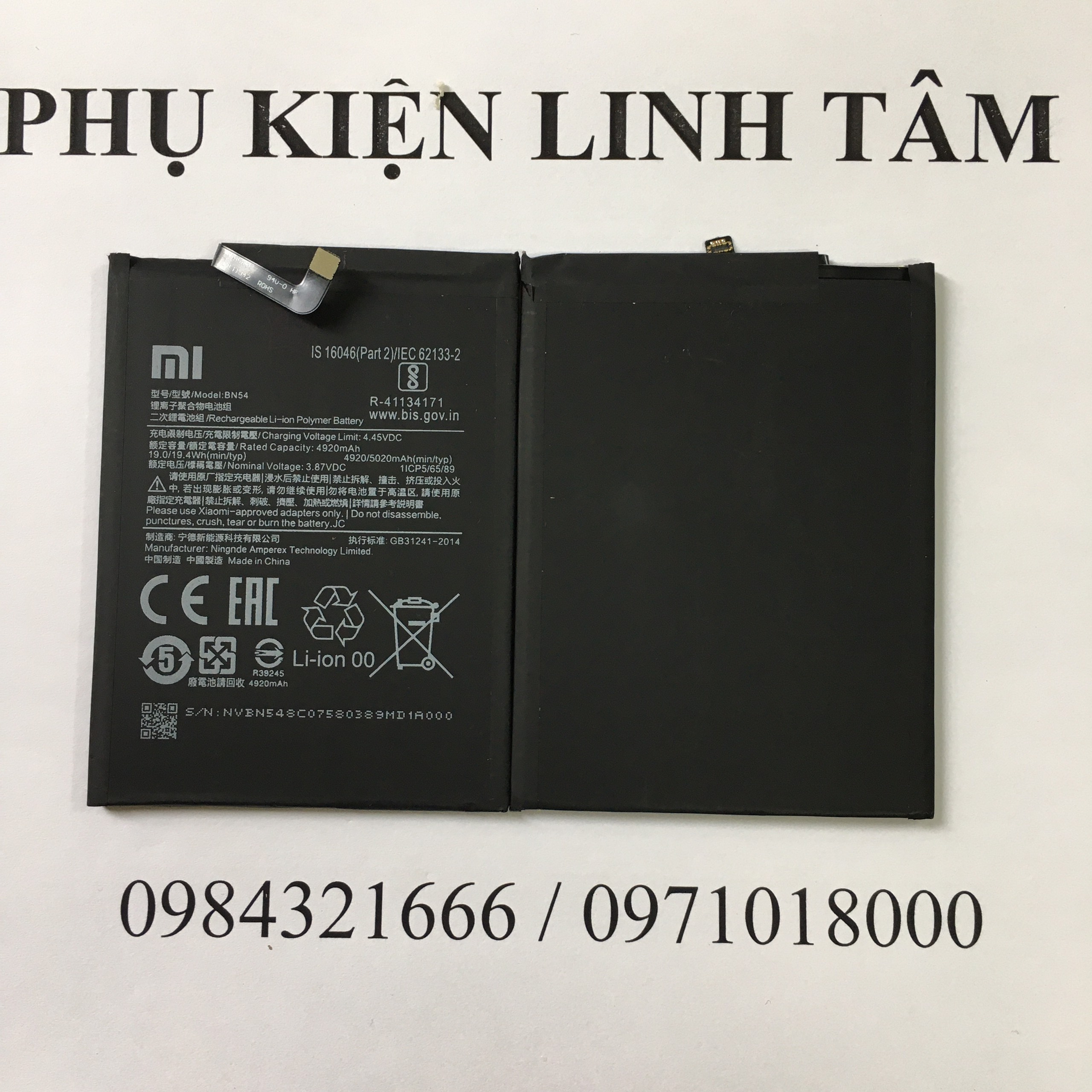 PIN XIAOMI BN54 REDMI NOTE 9 ,REDMI 10X , REDMI 9