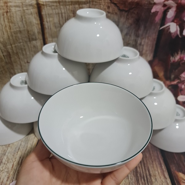 Bộ 10 chén cơm viền xanh lá sứ Minh Long - chén cơm viền xanh lá sứ minh long