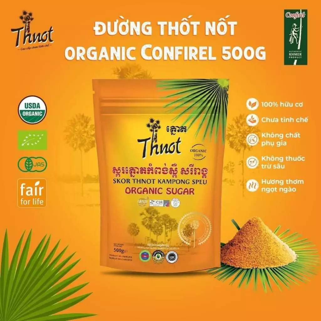 Đường thốt nốt hữu cơ Campuchia Confirel organic thnot sugar