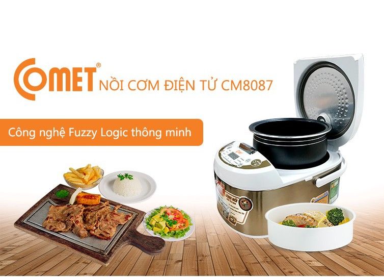 Nồi cơm điện COMET 1.8L có điện áp 220V công suất 700W tần số 50Hz chất liệu lót hợp kim nhôm thiết kế nhỏ gọn giá tốt
