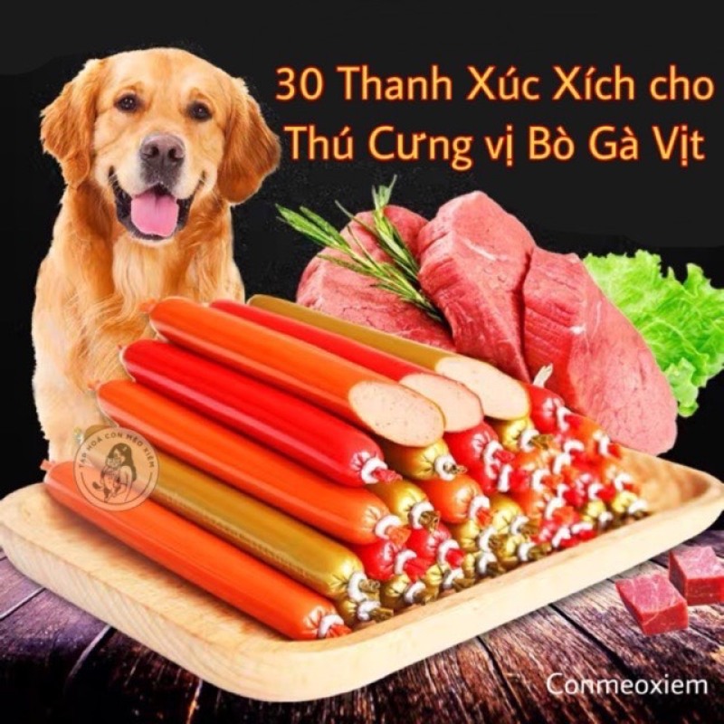 Xúc xích vị bò/gà/vịt cho thú cưng cún mèo