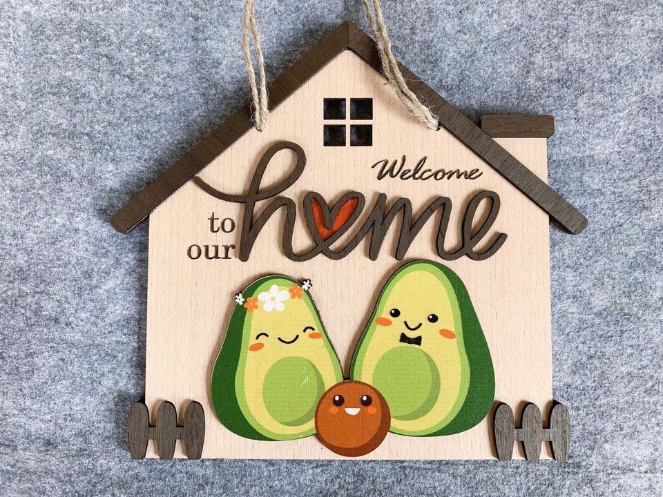 Bảng gỗ decor trang trí NGÔI NHÀ HẠNH PHÚC (bảng gỗ trang trí DNDecor + quà tặng giá 17.000đ)