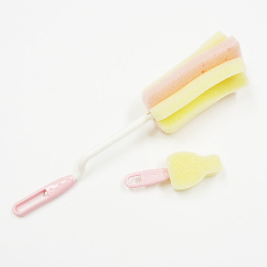 Set 2 Dụng Cụ Cọ Rửa Bình Sữa, Núm Ty Cho Bé Đầu Mút Xốp