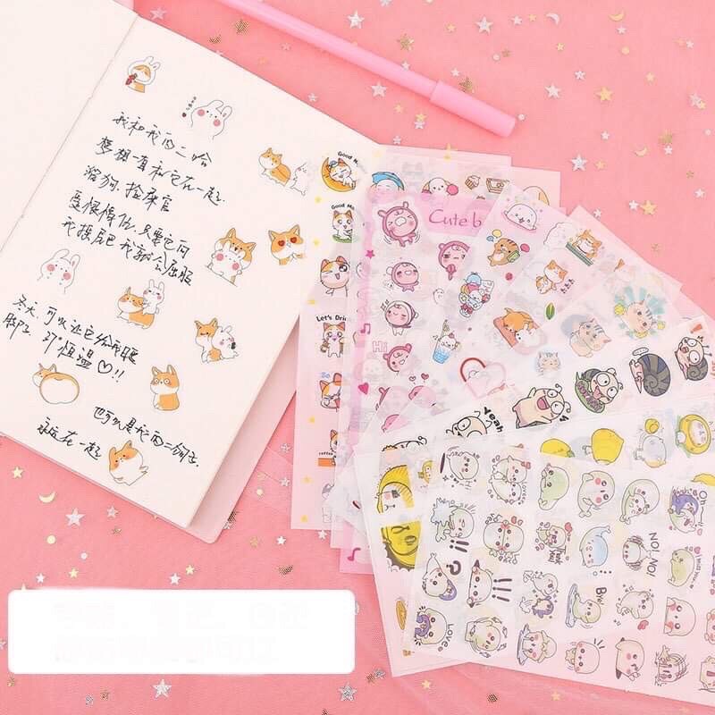 Combo 6 tấm sticker mix nhiều mẫu