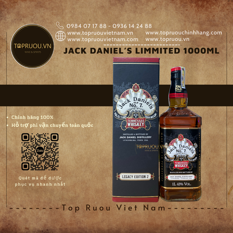 JACK DANIEL'S LIMITED 1000ML - CHÍNH HÃNG 100% (MẠNH)