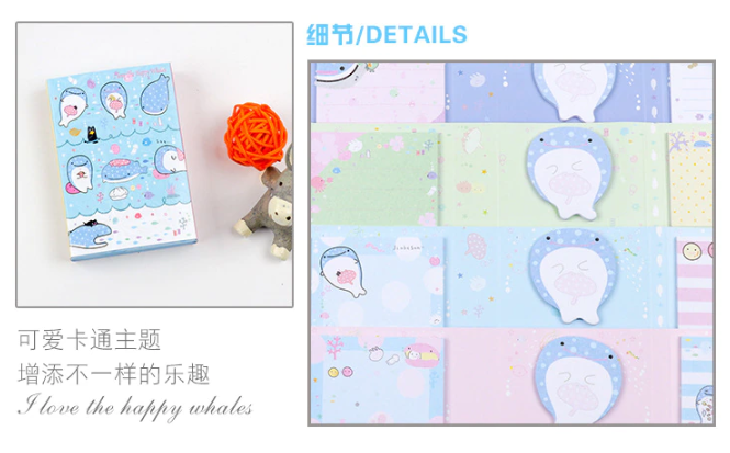 [HCM]Sổ Giấy Note Cute Little Whale (6 Xấp) - Mẫu 3