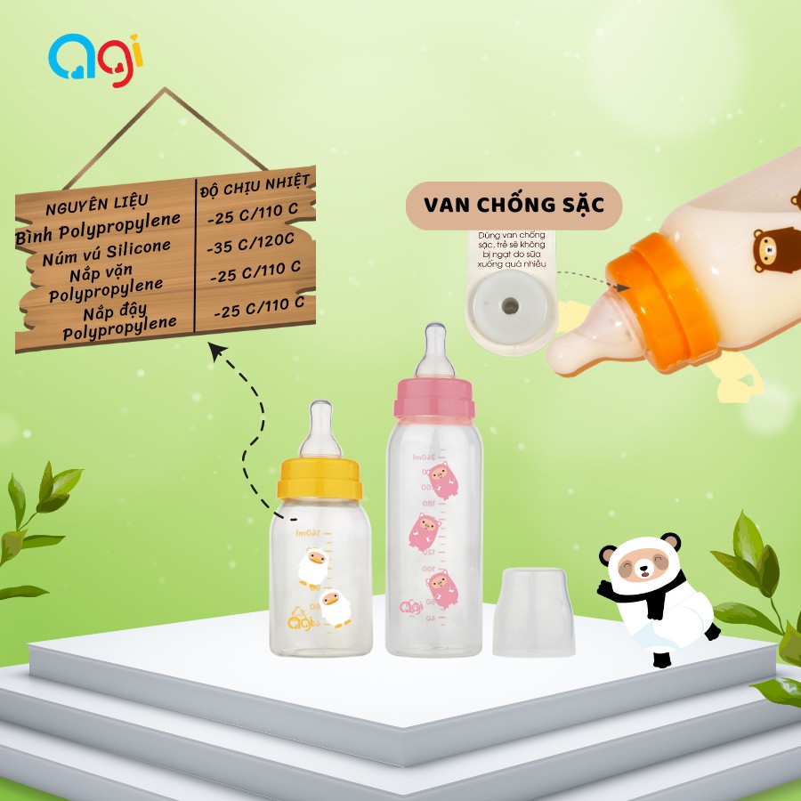BÌNH SỮA PP AGI 60ml, 140ml, 250ml