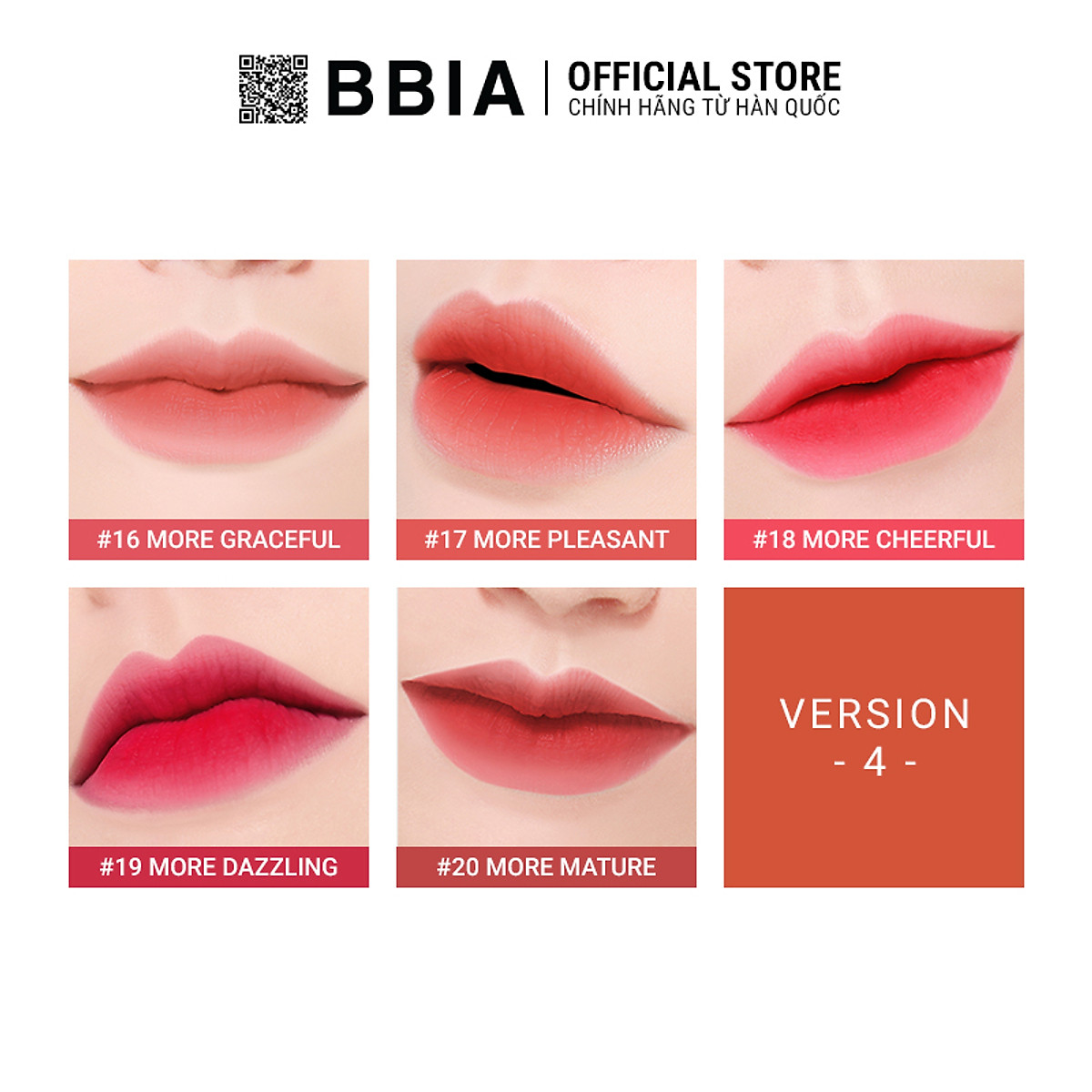 Son kem Bbia Last Velvet Lip Tint Version 4 11-16 -17-18-19-20