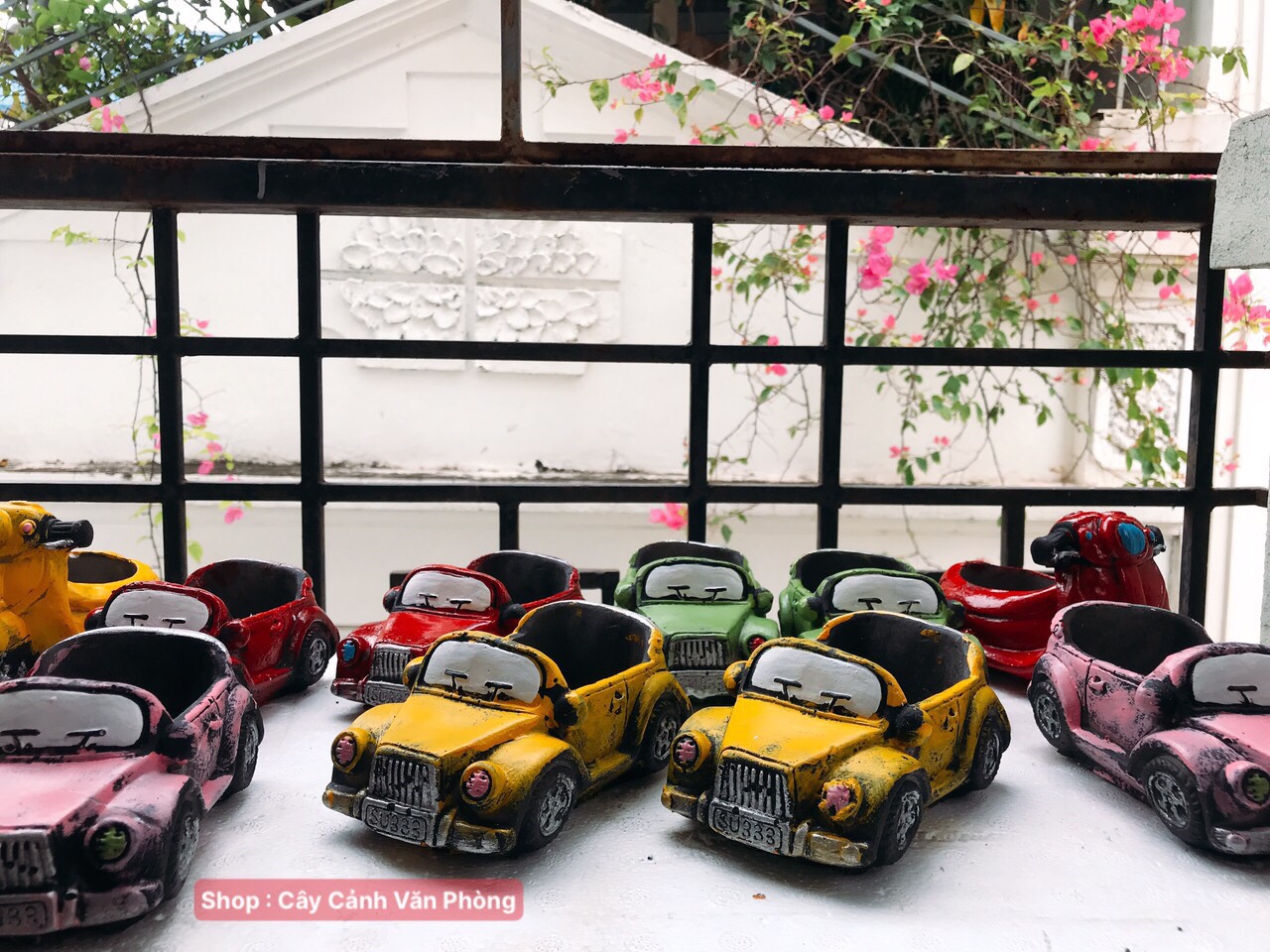 chậu trồng cây hình ô tô con [ tặng kèm đất trồng cây ]