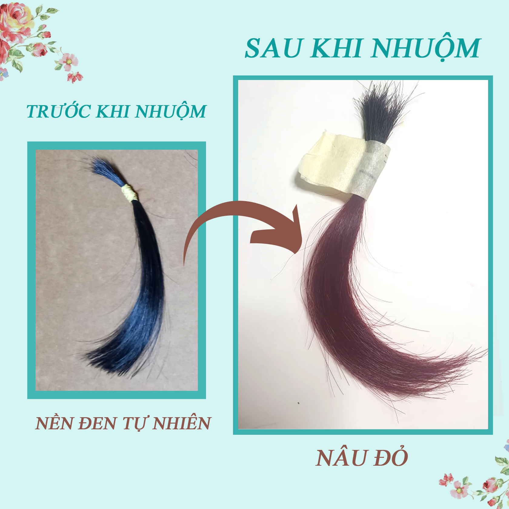 Thuốc Nhuộm Tóc Nâu Đỏ Rượu Vang J F - Nhuộm Từ Nền Đen/ Nâu- Không Tẩy-tặng oxy