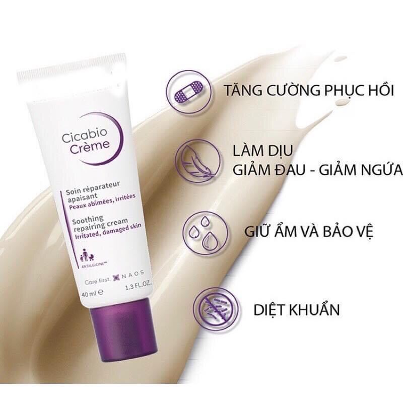 Kem dưỡng ẩm phục hồi da bio tím Bioderma Cicabio Creme 40ml - Q Cosmetics - YOUDO