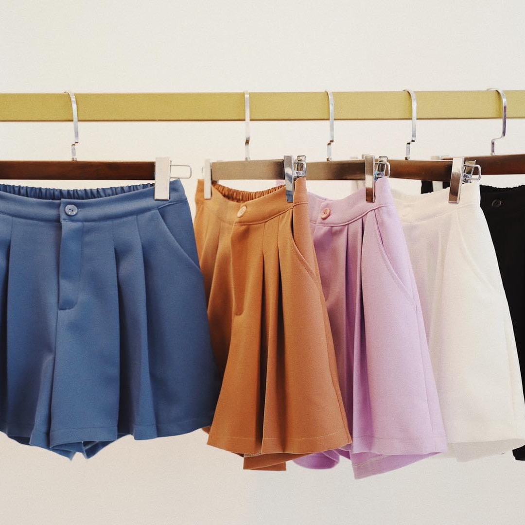 Quần đùi- quần short nữ xếp 2ly xòe