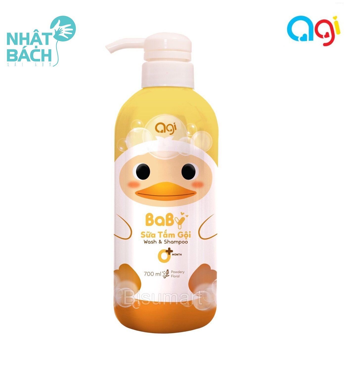 Sữa tắm gội agi 2 in 1 cho bé 700ml hương phấn vàng