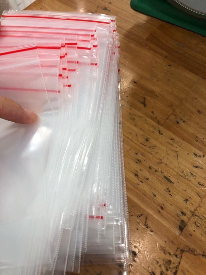 [1Kg/size] - Túi Zipper viền chỉ đỏ, nhiều size