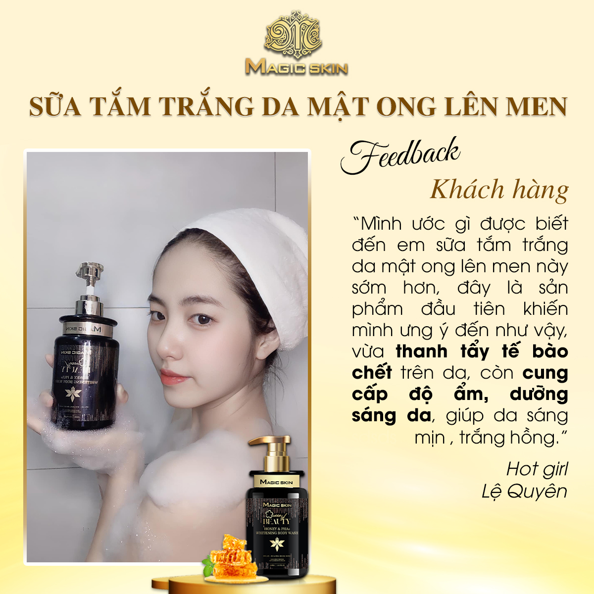 Sữa tắm trắng da MEN MẬT ONG Magic Skin MỚI