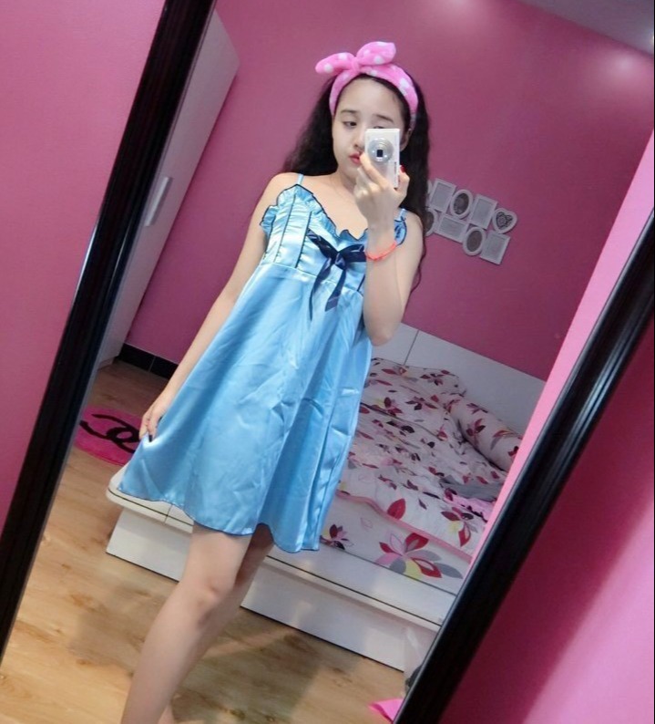 Đầm ngủ 2 dây phi lụa vải xịn