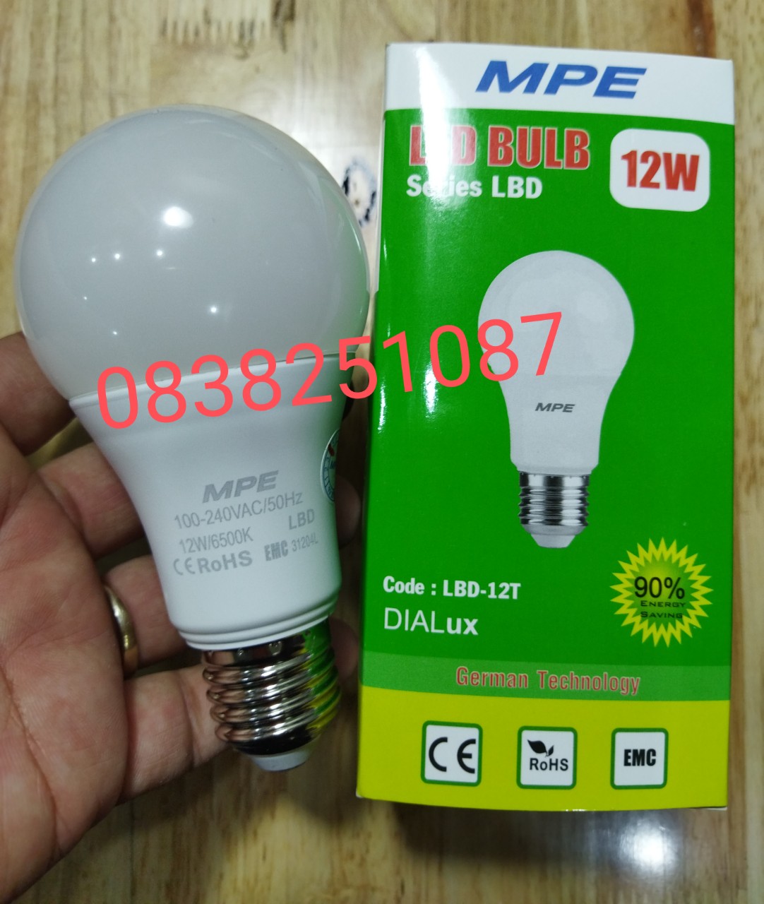 Bóng led bulb 12w cao cấp mpe lbd-12