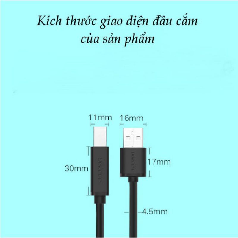Dây máy in USB 2.0 dài 1,5m UGREEN 10845 US104 - Hàng