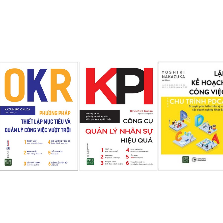 Combo 3 cuốn okr + kpi + lập kế hoạch công việc theo chu trình pdca