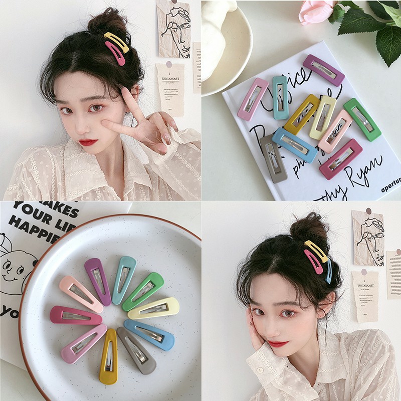 LẺ 1 CÁI | KẸP TÓC OVAL CHỮ NHẬT HOẶC OVAL GIỌT NƯỚC MÀU TRƠN VIDEO THẬT SHOP KISS PLAZA