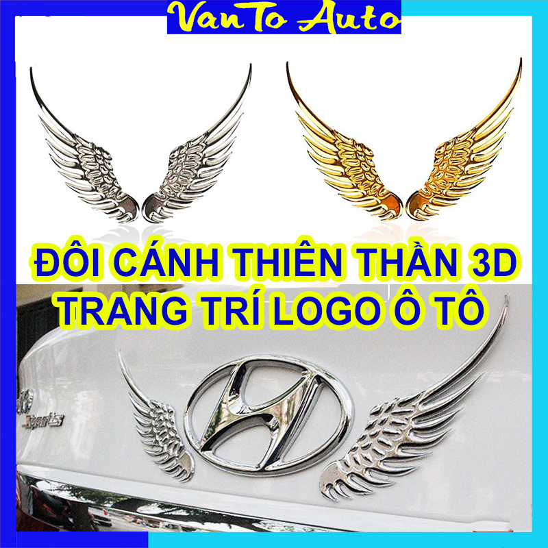 Bộ 2 Cánh Thiên Thần Trang Trí Logo Xe Ô Tô