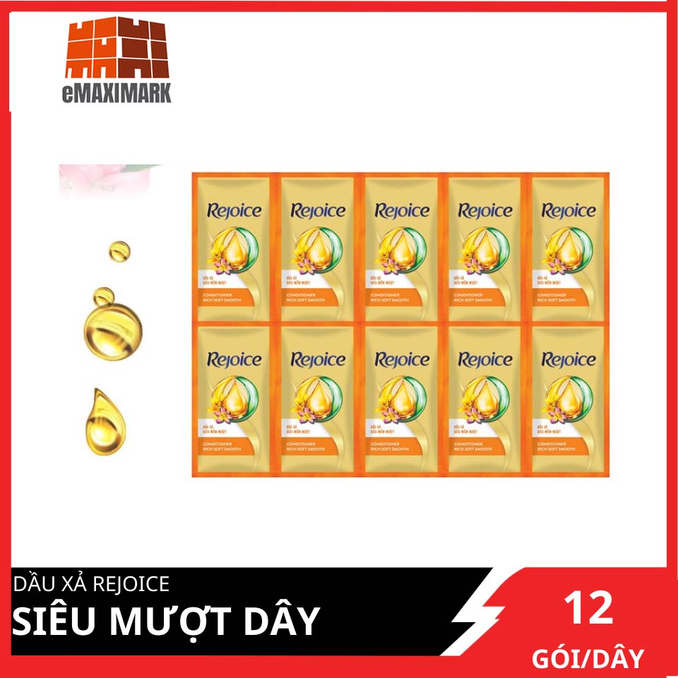 [HCM ship 2h] Dầu Xả Rejoice Siêu Mượt Dây 12 Gói