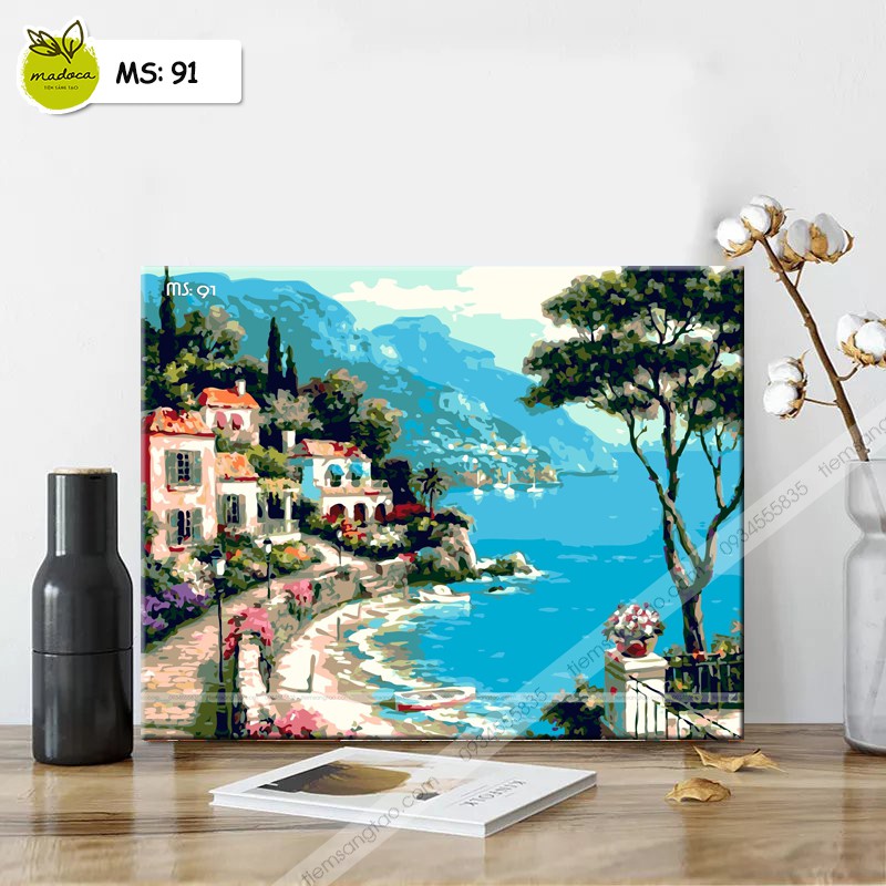 Tranh sơn dầu số hóa Thành Phố Biển 91 (Có Khung)