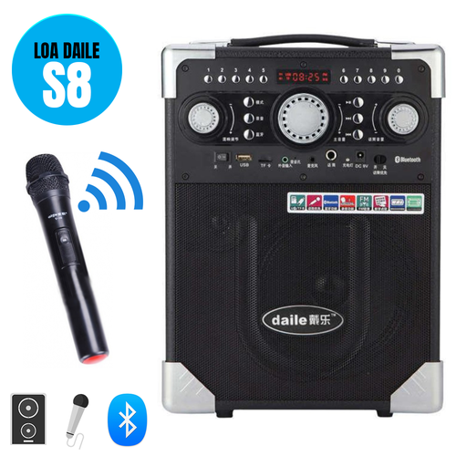 [HCM]Loa karaoke bluetooth s8 Loa Daile S8 Có Kèm 1 Micro Không Dây