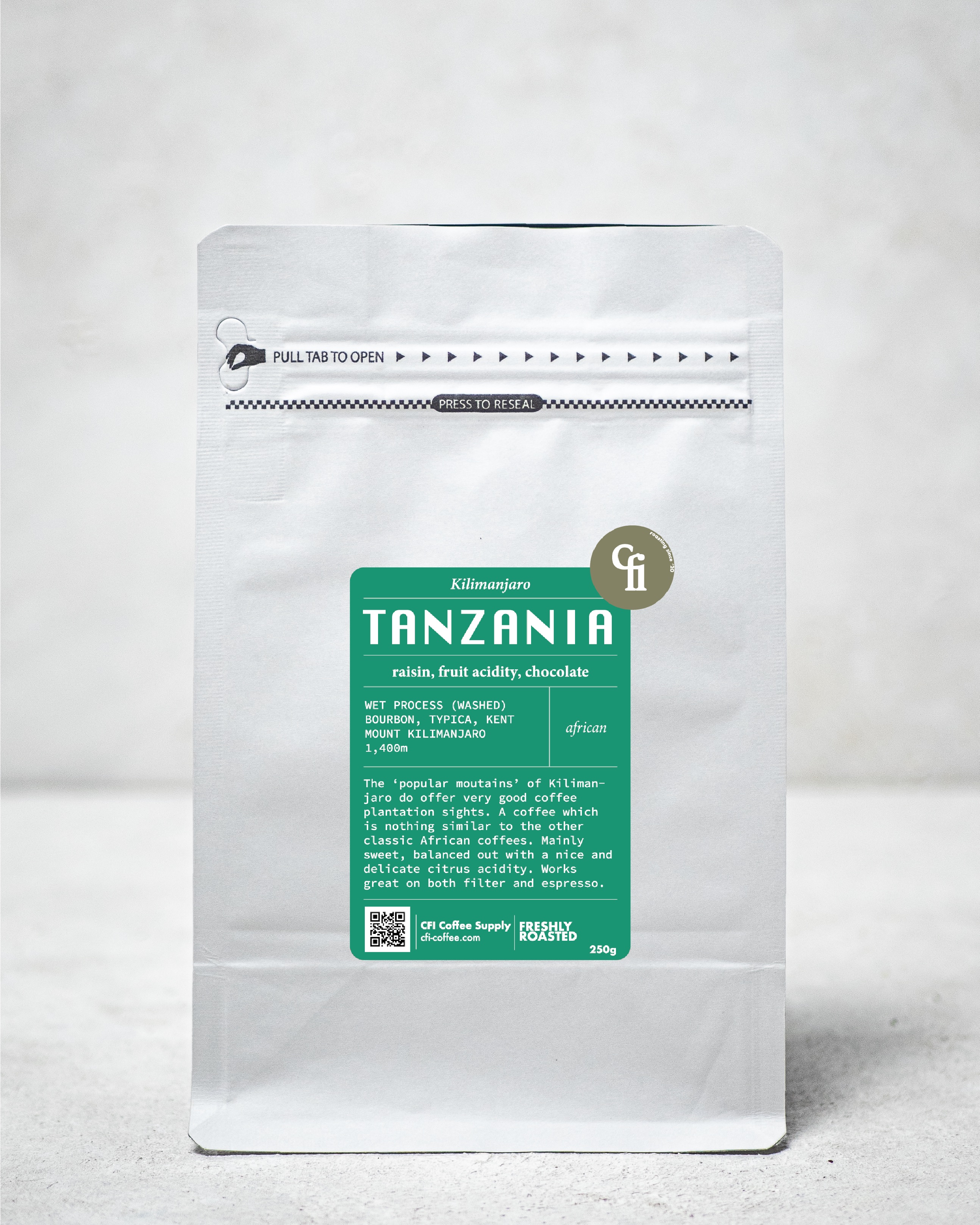 Cà phê rang mới Tanzania Kilimanjaro 250g - cfi-coffee.com