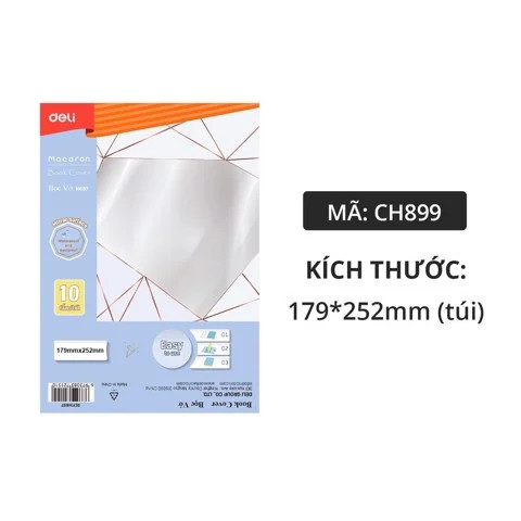 [mua 3 tặng 1] bọc vở deli ch899 (bọc cho vở có kích thước: 179 x 252mm)