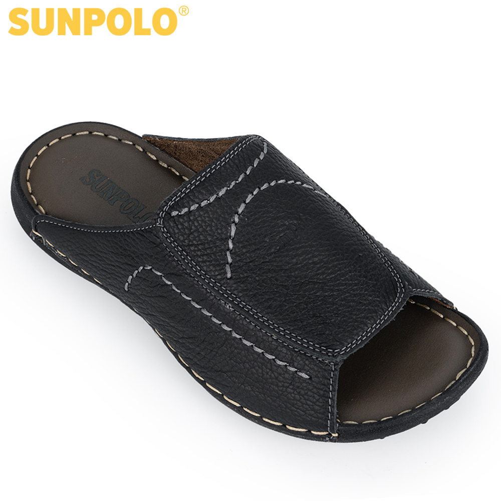 Dép quai ngang nam da bò sunpolo dqn035