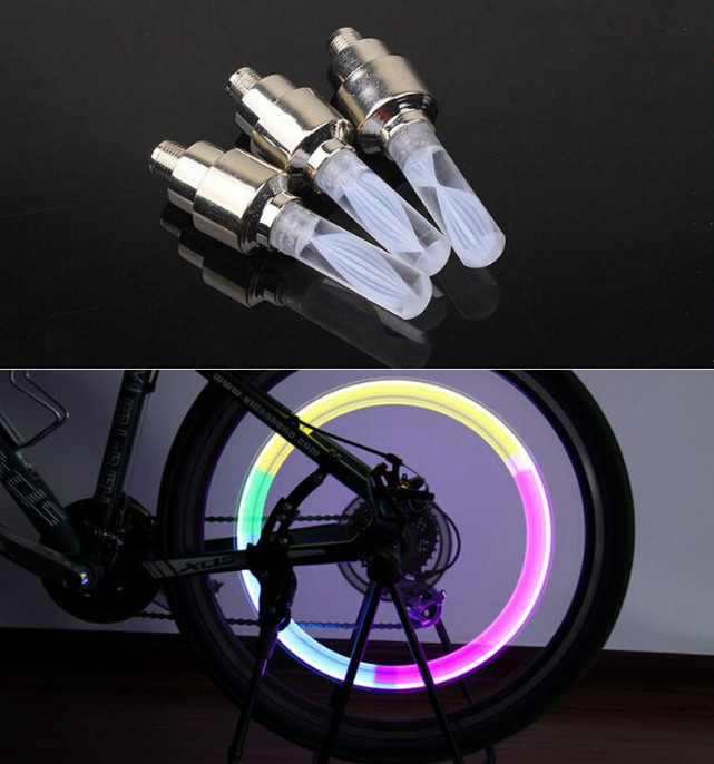 Bộ 2 chiếc Đèn LED 7 màu gắn van xe