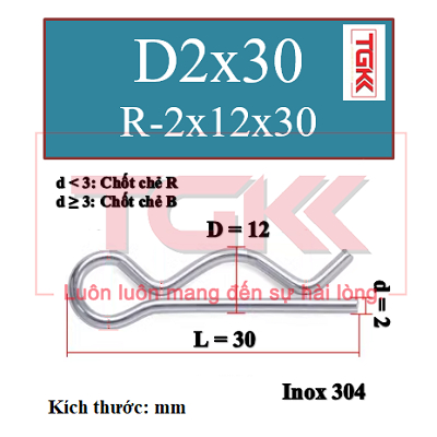 Chốt chẻ chữ r,b inox 304 d1-d5
